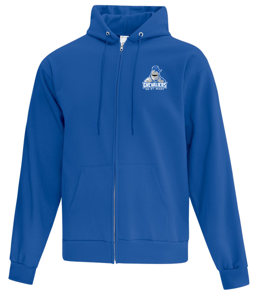 Les Chevaliers De St. Mary Adult Cotton Full Zip Hooded Sweatshirt with Left Chest Embroidered Logo