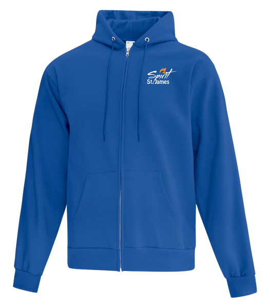 St. James Adult Cotton Full Zip Hooded Sweatshirt with Left Chest Embroidered Logo