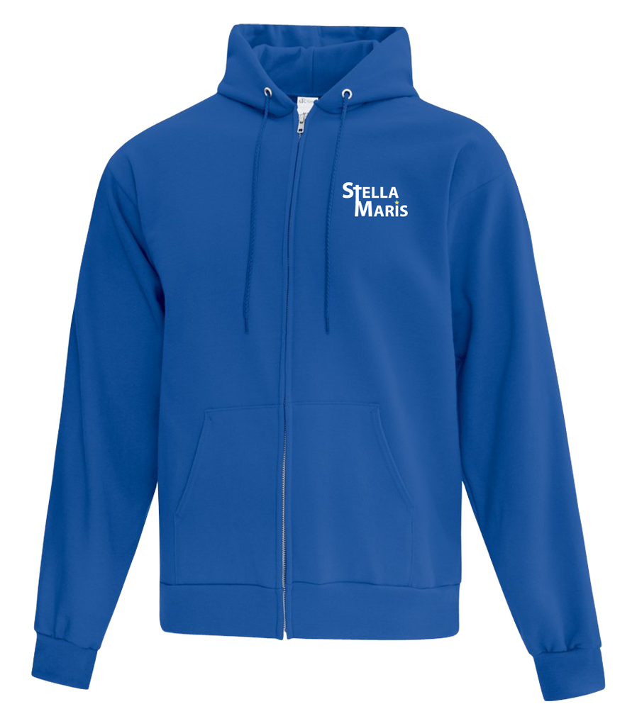 Stella Maris Adult Cotton Full Zip Hooded Sweatshirt with Left Chest Embroidered Logo