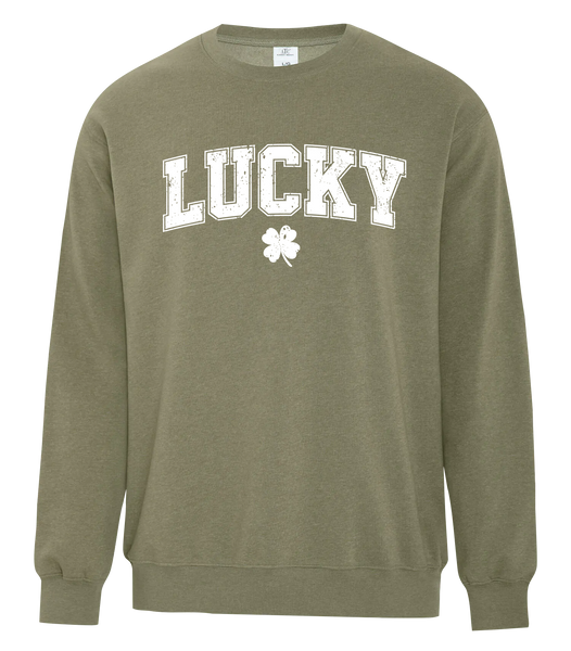 "Lucky Block Letters" Adult Fleece Crewneck with Printed Logo