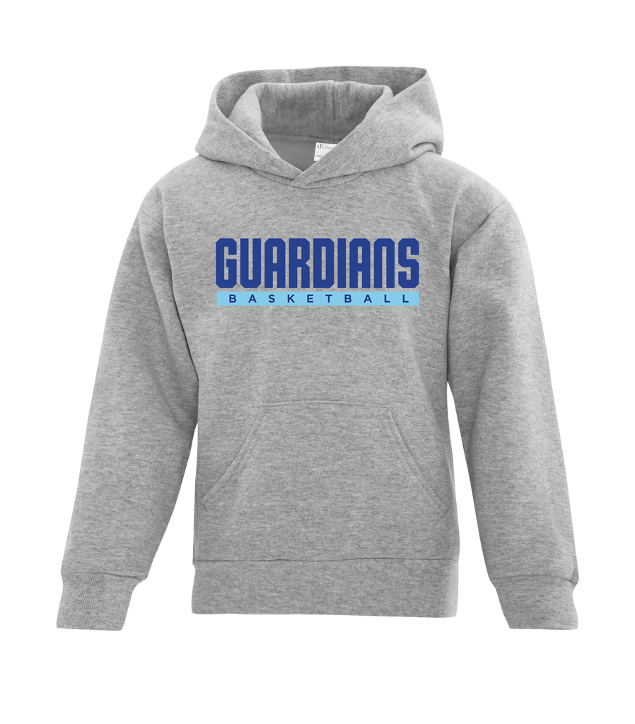 Guardians Basketball Block Letters Youth Cotton Pull Over Hooded Sweatshirt with Printed Logo