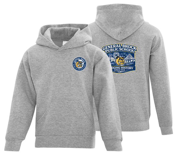General Brock Public School Youth Cotton Pull Over Hooded Sweatshirt with Printed Front & Back Logo