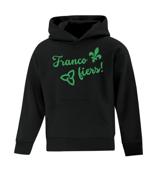 "Franco Fiers Script" Youth Cotton Pull Over Hooded Sweatshirt with Printed Logo