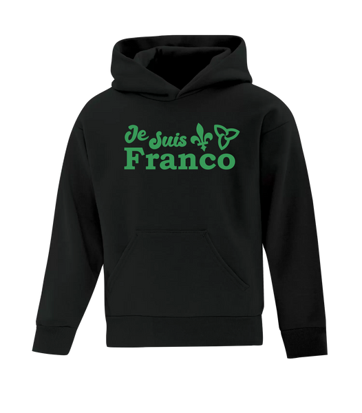 "Je Suis Franco" Youth Cotton Pull Over Hooded Sweatshirt with Printed Logo
