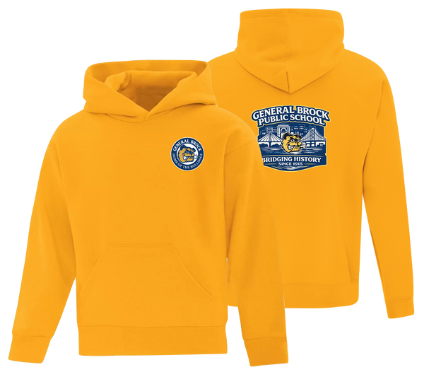 General Brock Public School Youth Cotton Pull Over Hooded Sweatshirt with Printed Front & Back Logo
