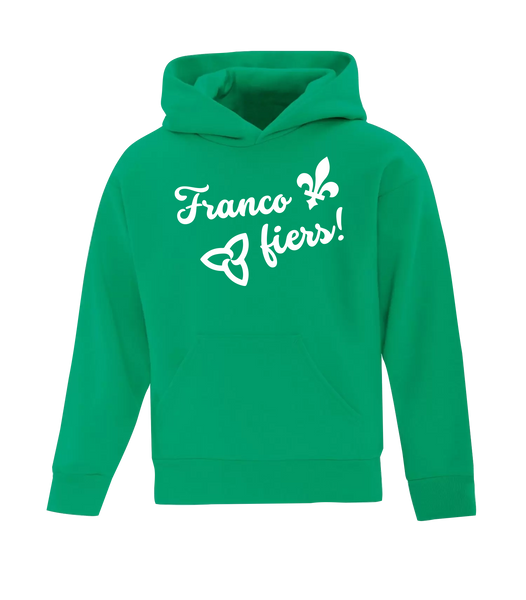 "Franco Fiers Script" Youth Cotton Pull Over Hooded Sweatshirt with Printed Logo