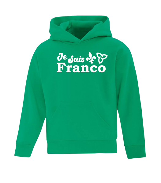 "Je Suis Franco" Youth Cotton Pull Over Hooded Sweatshirt with Printed Logo