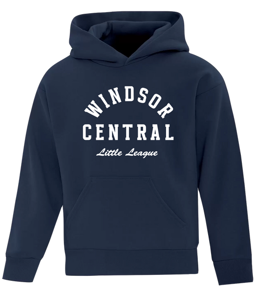 "Windsor Central Little League" Youth Cotton Pull Over Hooded Sweatshirt with Printed Logo