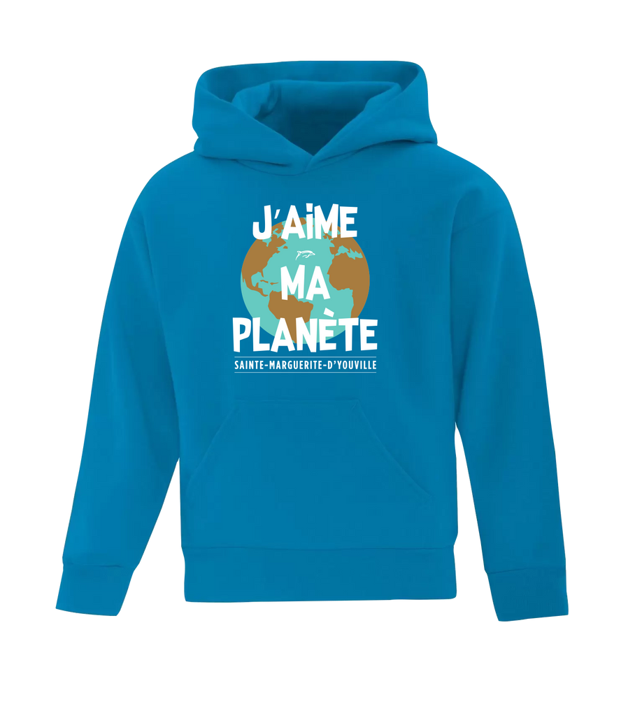 Dauphins "J'aime Ma Planète" Youth Cotton Hoodie with Printed Logo