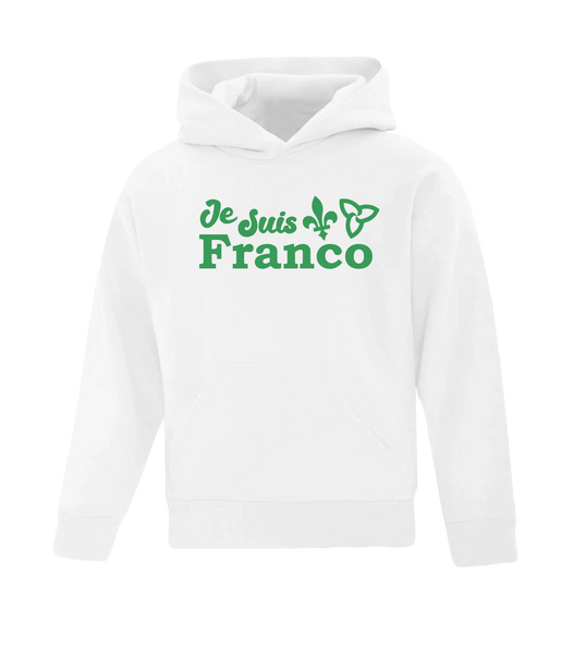 "Je Suis Franco" Youth Cotton Pull Over Hooded Sweatshirt with Printed Logo