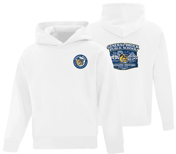 General Brock Public School Youth Cotton Pull Over Hooded Sweatshirt with Printed Front & Back Logo