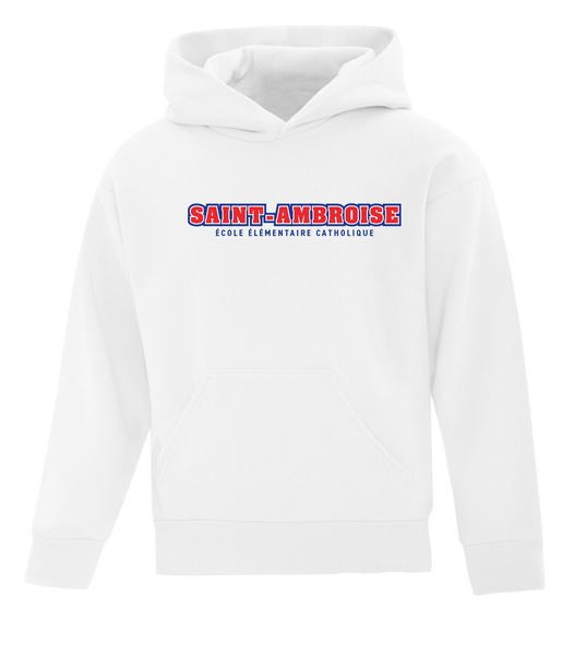 Saint Ambroise Youth Cotton Pull Over Hooded Sweatshirt with Printed Logo