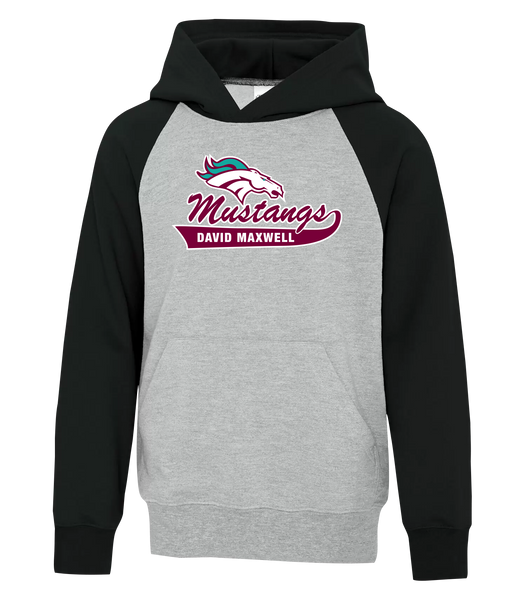 David Maxwell Mustangs Youth Fleece Two Tone Hoodie with Printed Logo