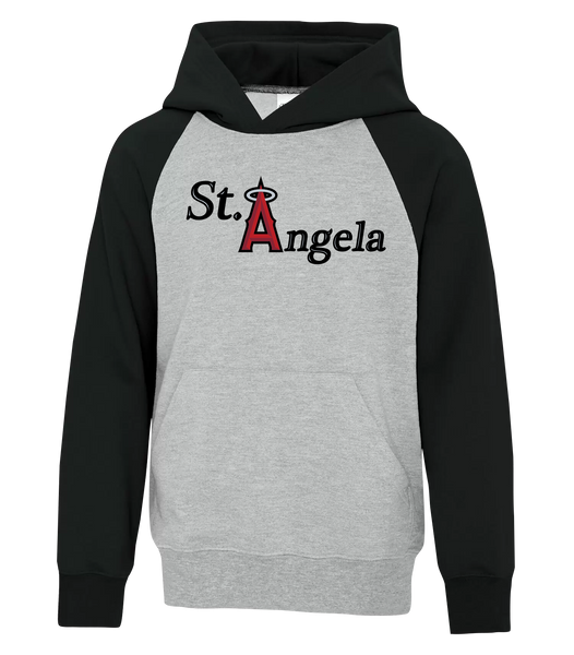 St. Angela Youth Fleece Two Tone Hoodie with Printed Logo