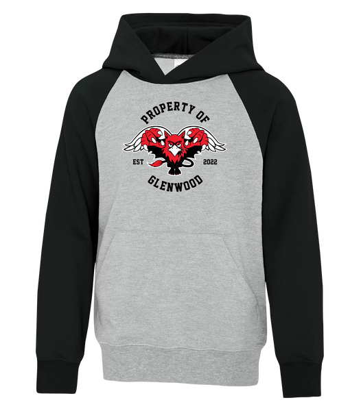 Glenwood Youth Cotton Hooded Two-tone Sweatshirt with Printed Logo
