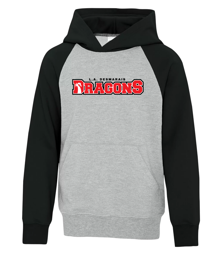 LAD Youth Cotton Hooded Two-tone Sweatshirt with Printed Logo
