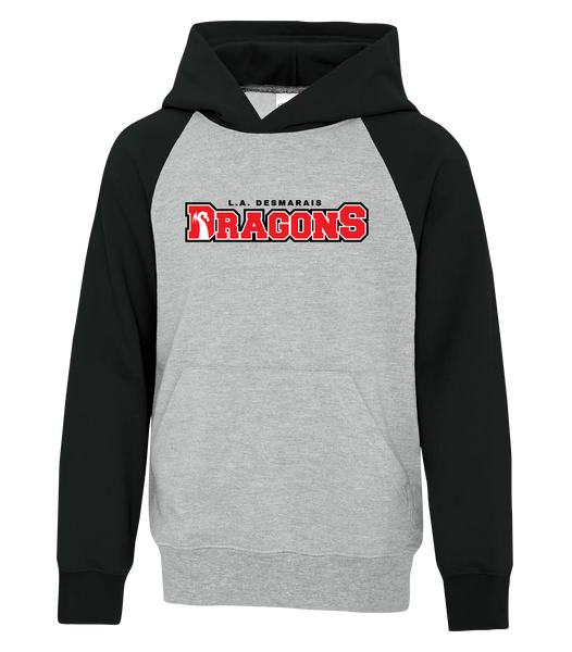 LAD Youth Cotton Hooded Two-tone Sweatshirt with Printed Logo