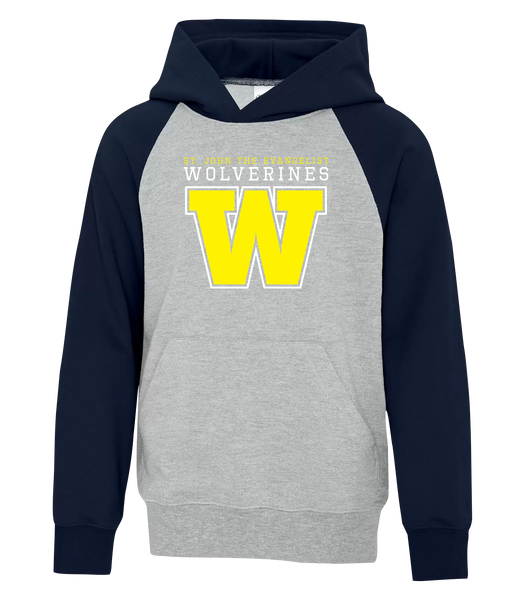 Wolverines Youth Fleece Two Tone Hoodie with Printed Logo