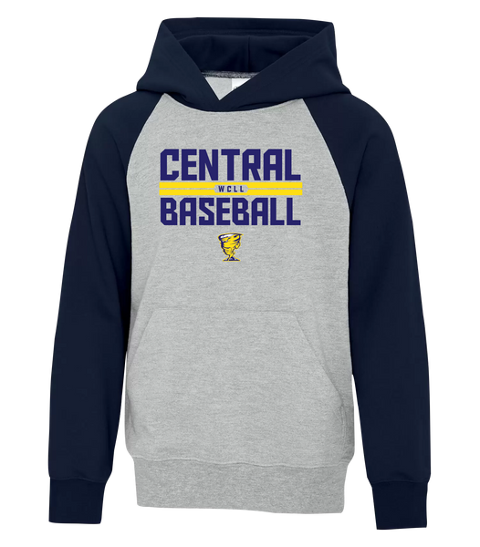 Central Baseball Youth Fleece Two Tone Hoodie with Printed Logo