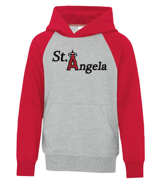 St. Angela Youth Fleece Two Tone Hoodie with Printed Logo