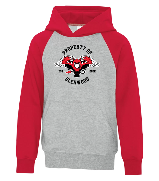 Glenwood Youth Cotton Hooded Two-tone Sweatshirt with Printed Logo