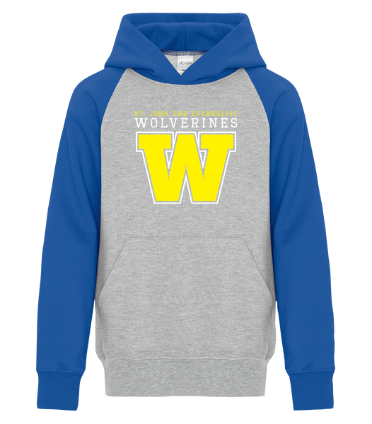 Wolverines Youth Fleece Two Tone Hoodie with Printed Logo
