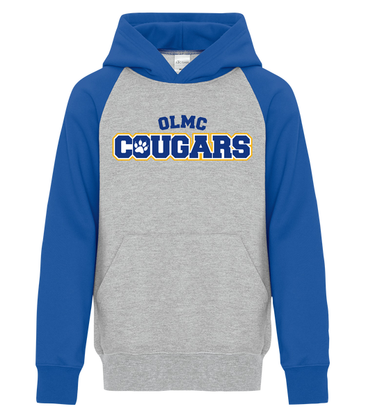OLMC Cougars Youth Fleece Two Tone Hoodie with Printed Logo
