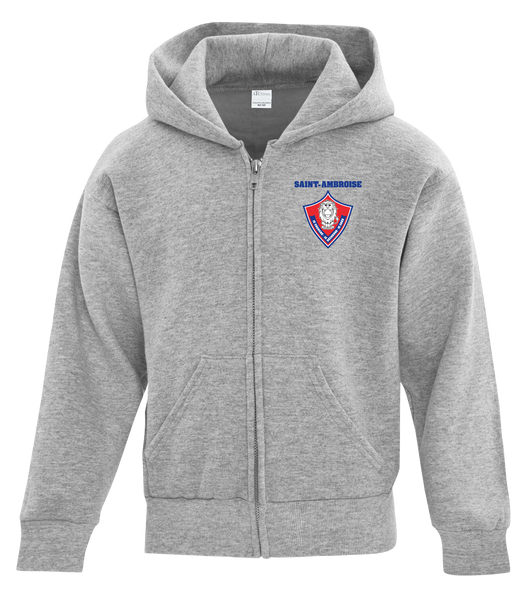 Saint Ambroise Youth Cotton Full Zip Hooded Sweatshirt with Left Chest Embroidered Logo (Copy)