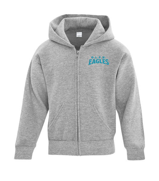 OLPH Youth Cotton Full Zip Hooded Sweatshirt with Left Chest Embroidered Logo