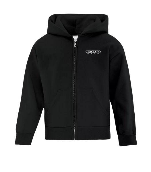 Ciociaro Club Youth Cotton Full Zip Hooded Sweatshirt with Left Chest Embroidered Logo