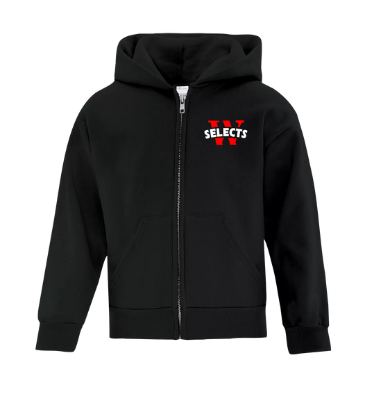 Selects Youth Cotton Full Zip Hooded Sweatshirt with Left Chest Embroidered Logo