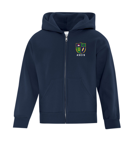 Ste. Cécile Youth Cotton Full Zip Hooded Sweatshirt with Left Chest Embroidered Logo
