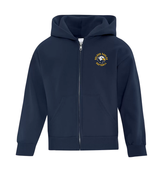 Chatham Golden Eagles Youth Cotton Full Zip Hooded Sweatshirt with Left Chest Embroidered Logo