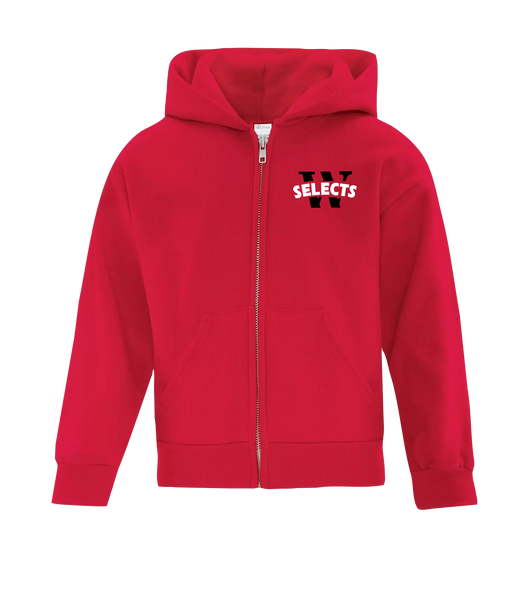 Selects Youth Cotton Full Zip Hooded Sweatshirt with Left Chest Embroidered Logo