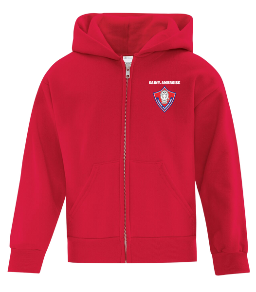 Saint Ambroise Youth Cotton Full Zip Hooded Sweatshirt with Left Chest Embroidered Logo (Copy)