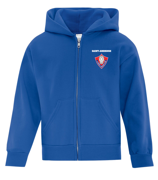 Saint Ambroise Youth Cotton Full Zip Hooded Sweatshirt with Left Chest Embroidered Logo (Copy)