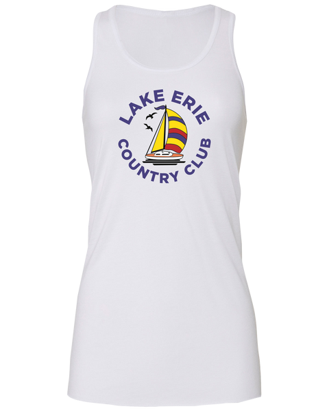 Lake Erie Country Club Ladies Flowy Racerback Tank with Printed Colour Logo