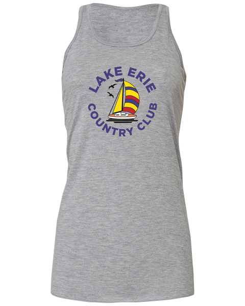 Lake Erie Country Club Ladies Flowy Racerback Tank with Printed Colour Logo