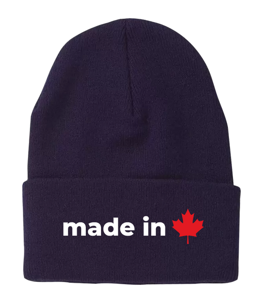 "Made In Canada Maple Leaf" Knit Cuff Toque with Embroidered Logo