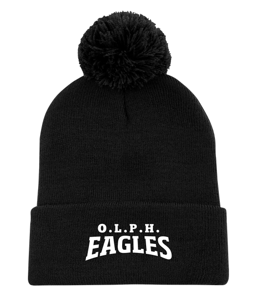 OLPH One Size Pom Pom Cuff Toque Embroidered Logo