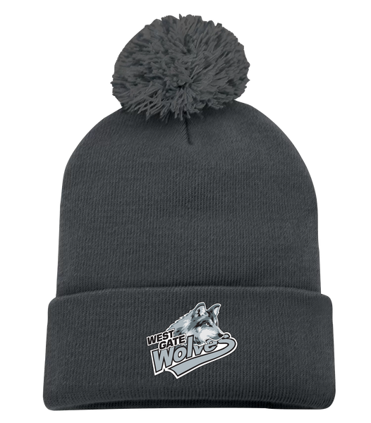 Wolves One Size Pom Pom Cuff Toque with Embroidered Logo