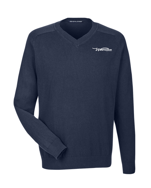 City of Windsor Adult Devon & Jones Men's V-Neck Sweater with Left Chest Embroidered Logo