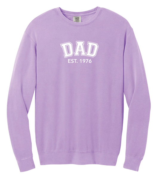 "Dad EST." Adult Lightweight Cotton Crewneck Sweatshirt with Printed Logo