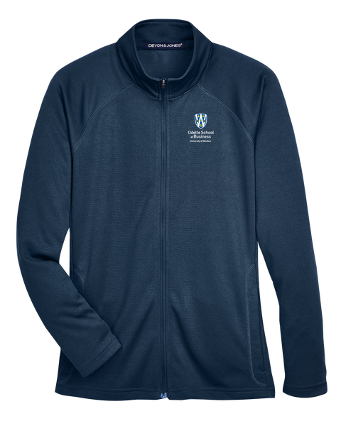 Odette Ladies' Stretch Tech-Shell Devon & Jones Compass Full-Zip with Embroidered Logo