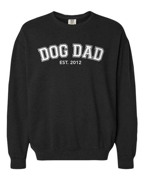 "Dog Dad EST." Adult Lightweight Cotton Crewneck Sweatshirt with Printed Logo