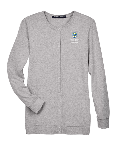 Odette Ladies' Perfect Fit Ribbon Cardigan with Embroidered Logo