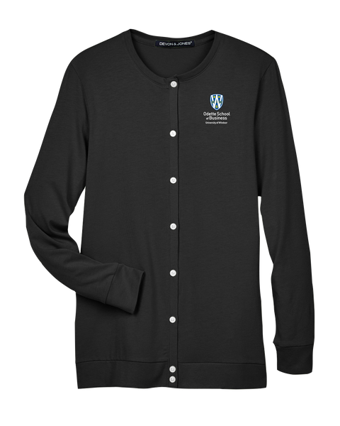 Odette Ladies' Perfect Fit Ribbon Cardigan with Embroidered Logo