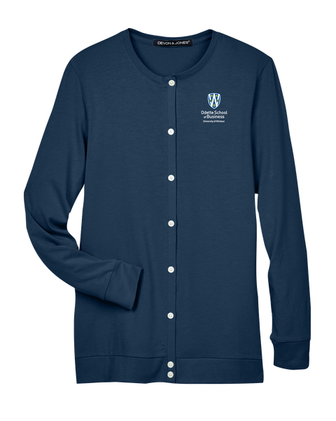 Odette Ladies' Perfect Fit Ribbon Cardigan with Embroidered Logo