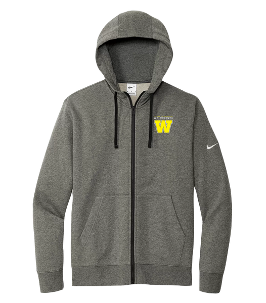 Wolverines Adult Nike® Fleece Sleeve Swoosh Full Zip Hoodie with Embroidered Logo