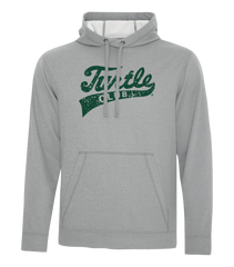 Turtle Club Script Distressed Adult Dri-Fit Hoodie with Printed Logo